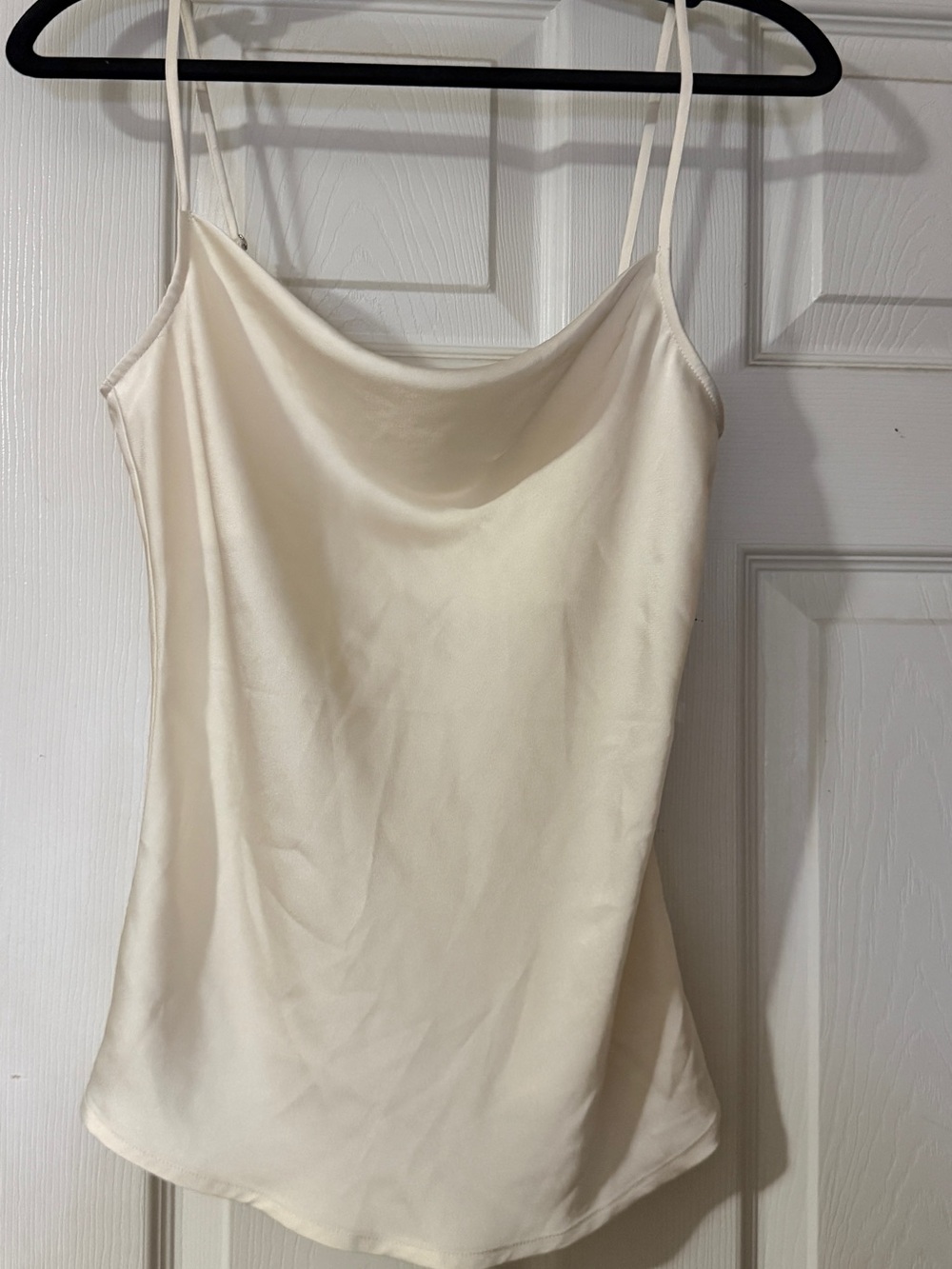 Express Cream Satin Cowl Neck Camisole